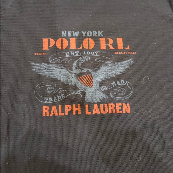 Polo Ralph Lauren Navy Polo Eagle Logo Waffle Knit Crew Long Sleeve size Small - Picture 4 of 9